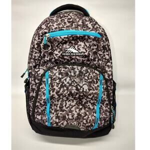 High Sierra Back Pack Book Bag Camo Black Gray Blue Polyester
